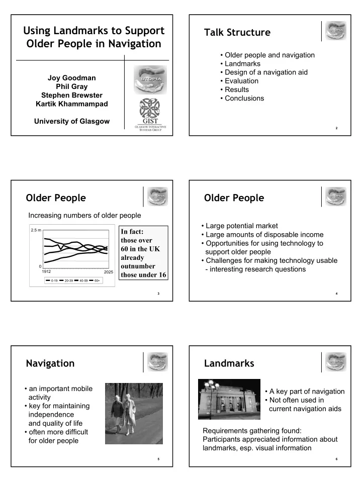 using landmarks to support