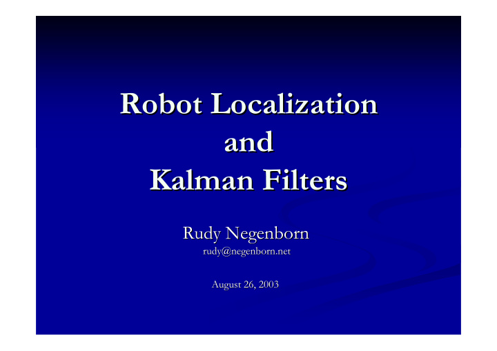 robot localization localization robot and and kalman