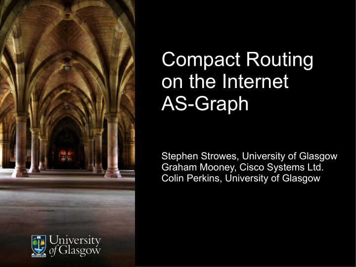 compact routing on the internet as graph