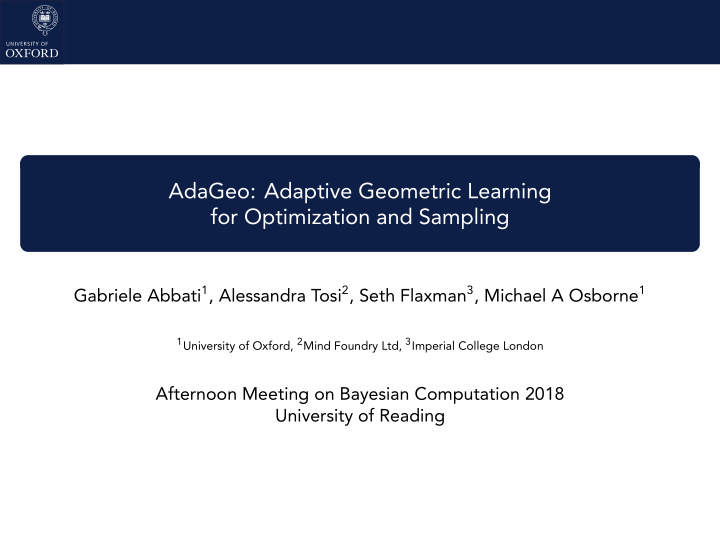 adageo adaptive geometric learning for optimization and