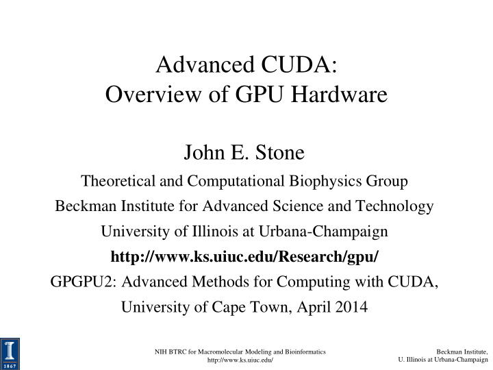 advanced cuda overview of gpu hardware
