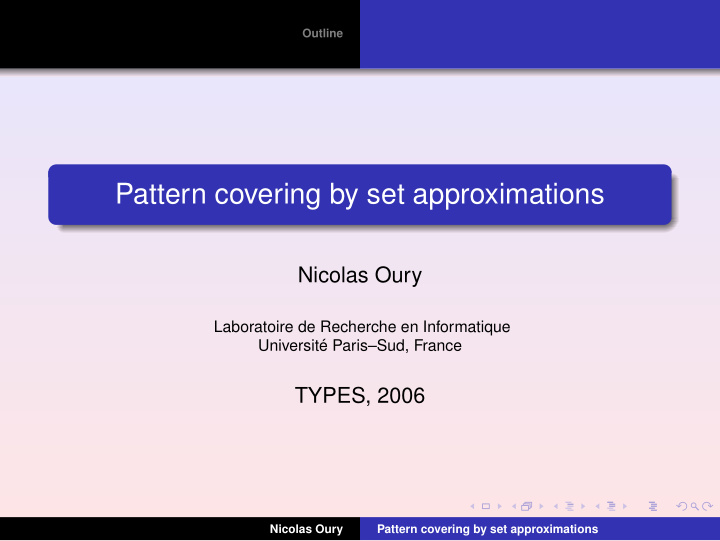 pattern covering by set approximations