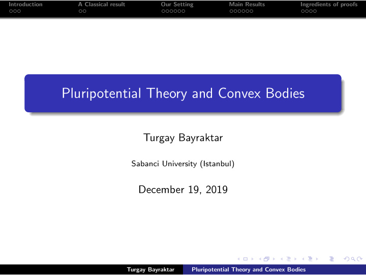 pluripotential theory and convex bodies