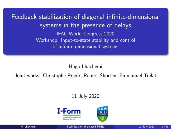 feedback stabilization of diagonal infinite dimensional