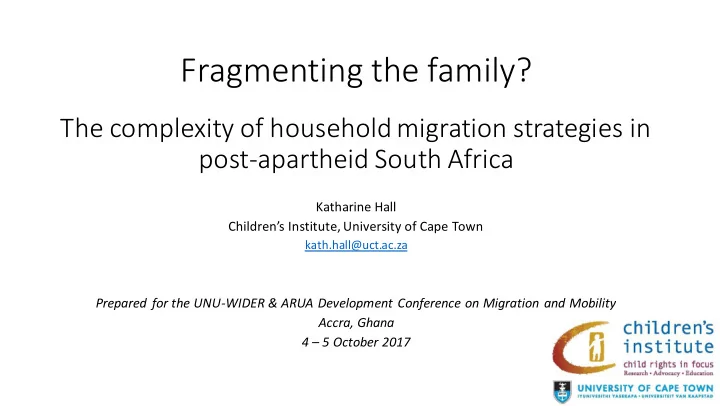 fragmenting the family