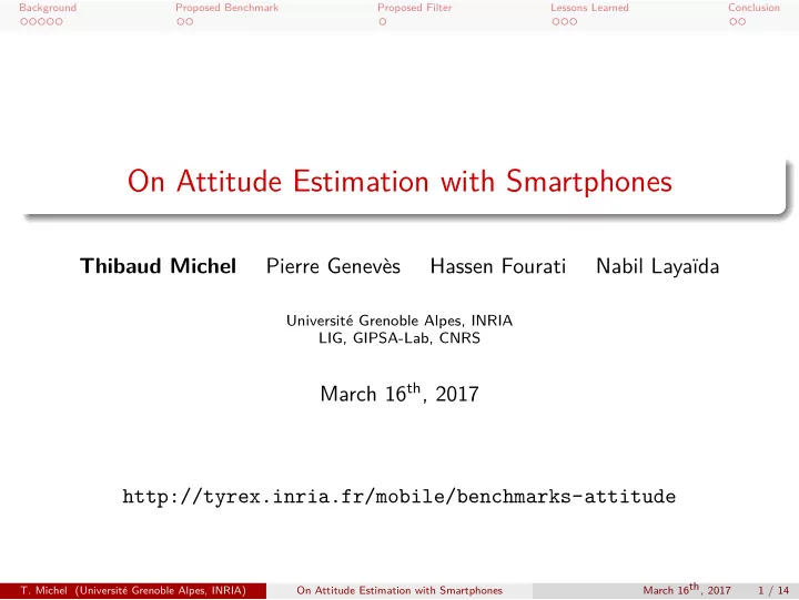 on attitude estimation with smartphones