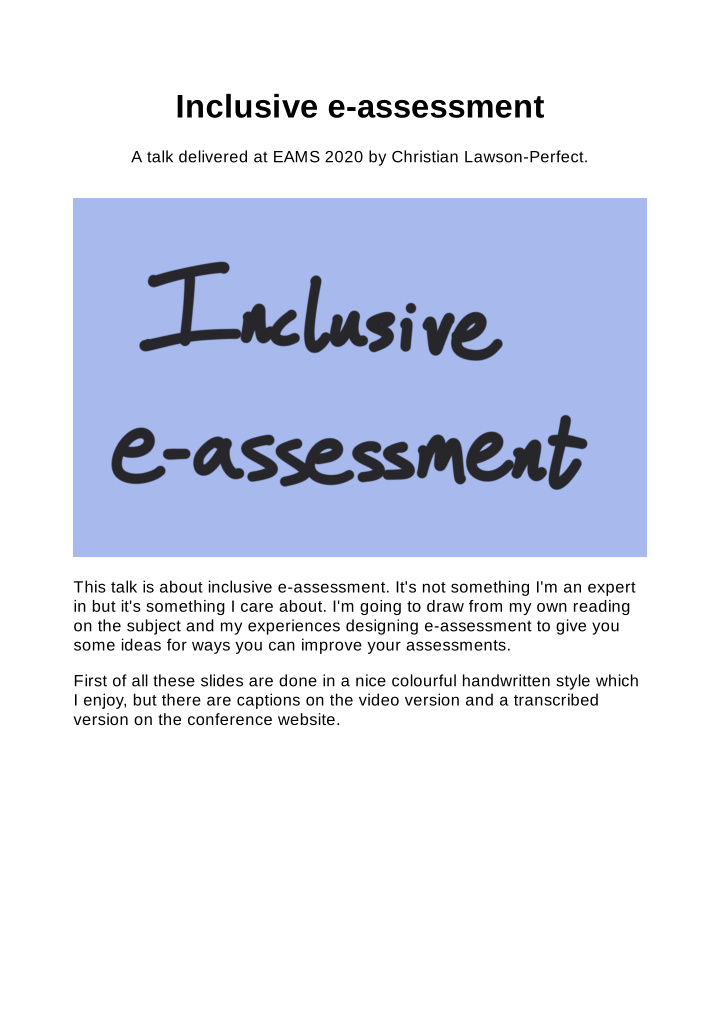 inclusive e assessment