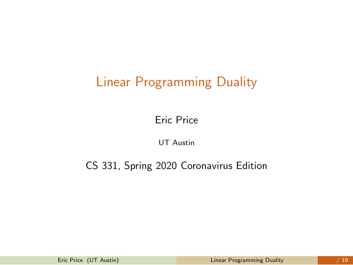 linear programming duality