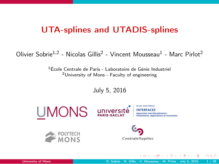 uta splines and utadis splines