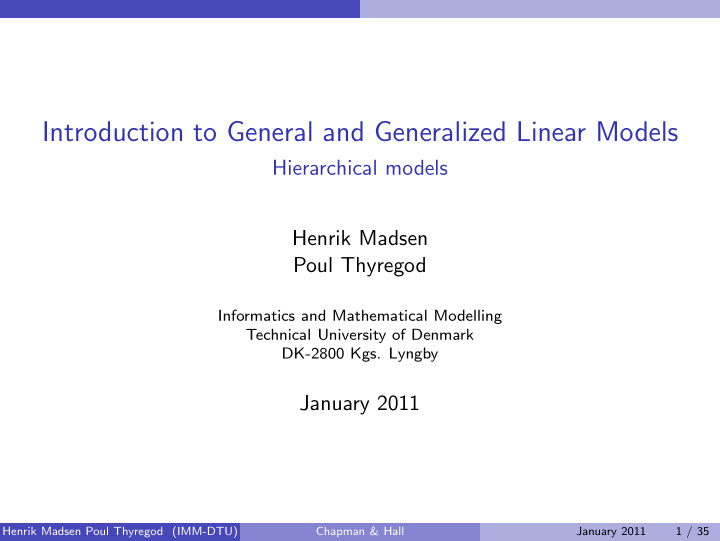 introduction to general and generalized linear models