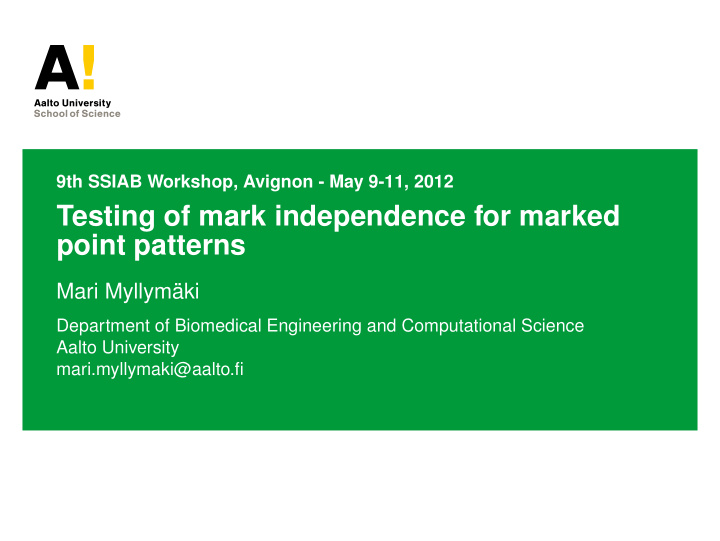 testing of mark independence for marked point patterns