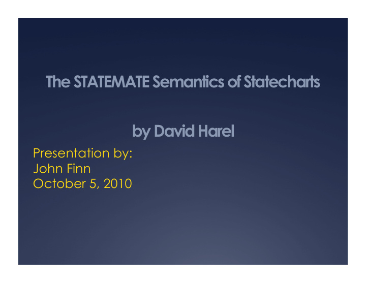 the statemate semantics of statecharts by david harel