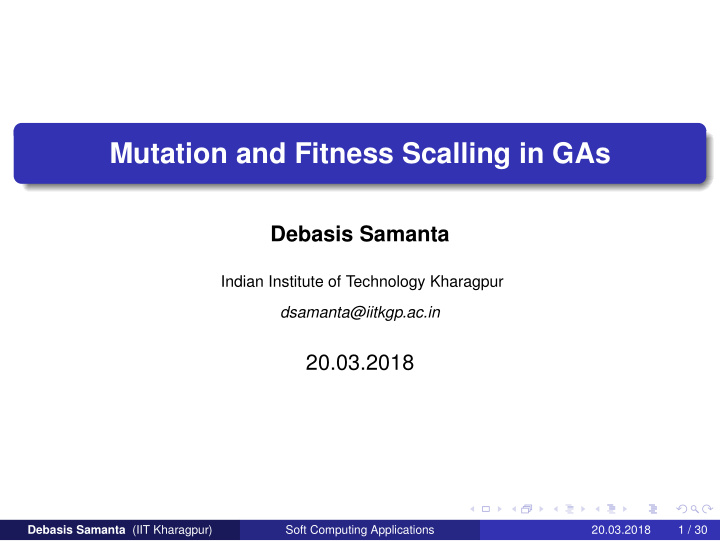 mutation and fitness scalling in gas