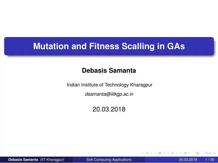 mutation and fitness scalling in gas
