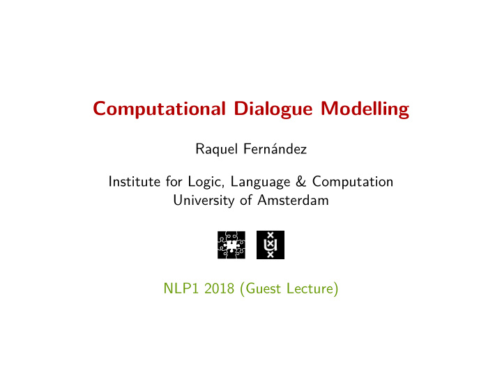computational dialogue modelling