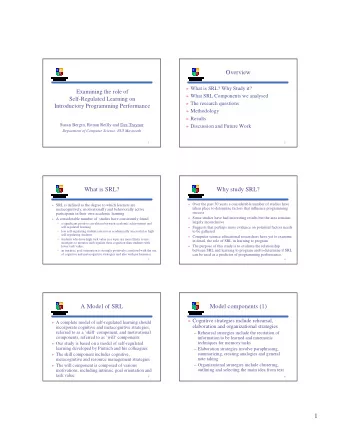 1  Model components (2)  Hypotheses (1)  1. Students who perform well in programming will