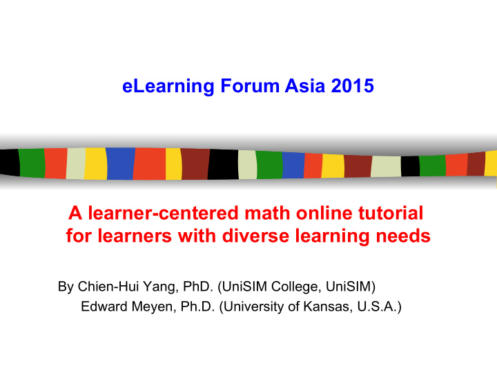 elearning forum asia 2015 a learner centered math online
