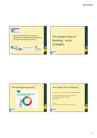 The Simple View of funded by the Department for Education through the Dyslexia  SpLD Trust.