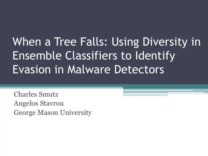 when a tree falls using diversity in ensemble classifiers