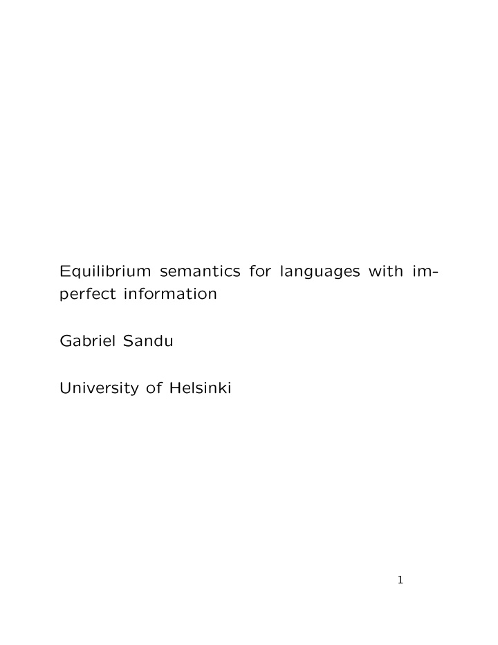 equilibrium semantics for languages with im perfect