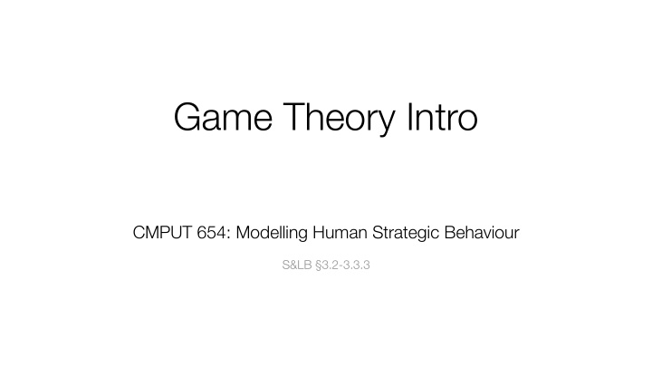 game theory intro