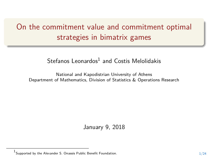on the commitment value and commitment optimal strategies