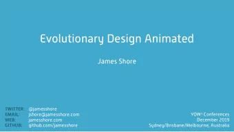 Evolutionary Design Animated  James Shore TWITTER: @jamesshore  jshore@jamesshore.com  YOW!