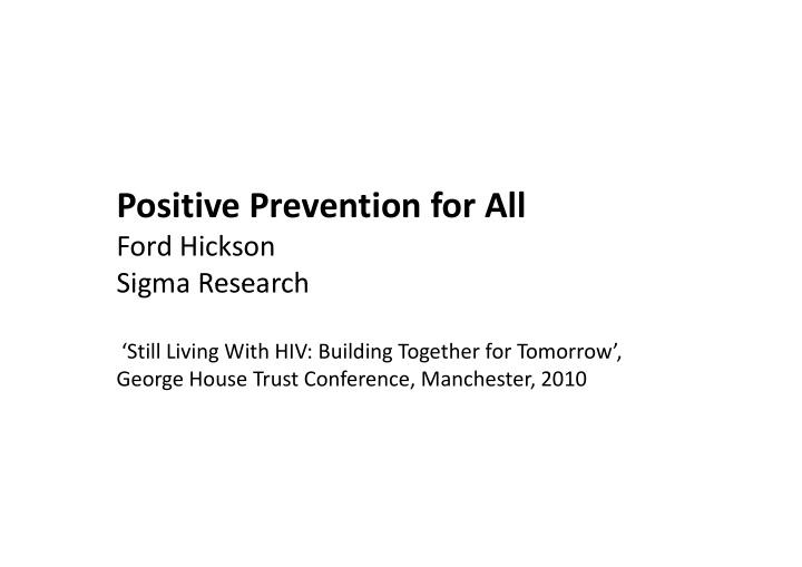 positive prevention for all
