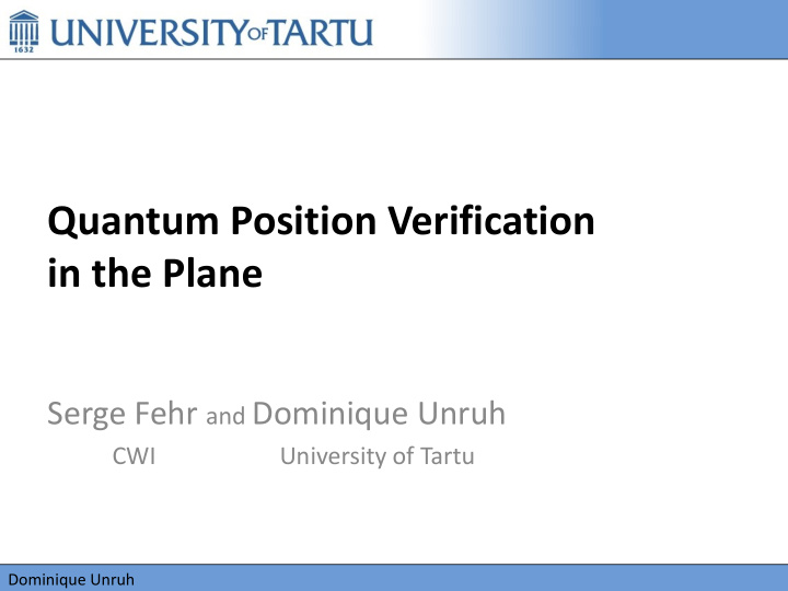 quantum position verification