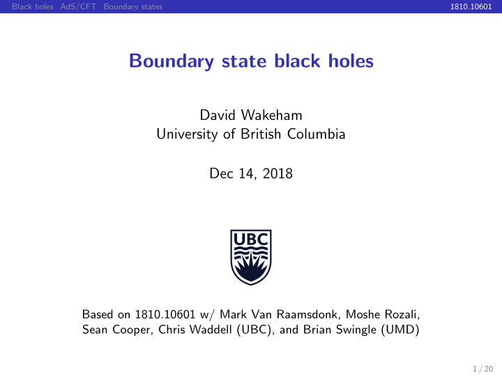 boundary state black holes