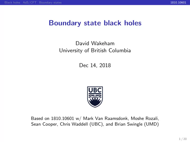 boundary state black holes