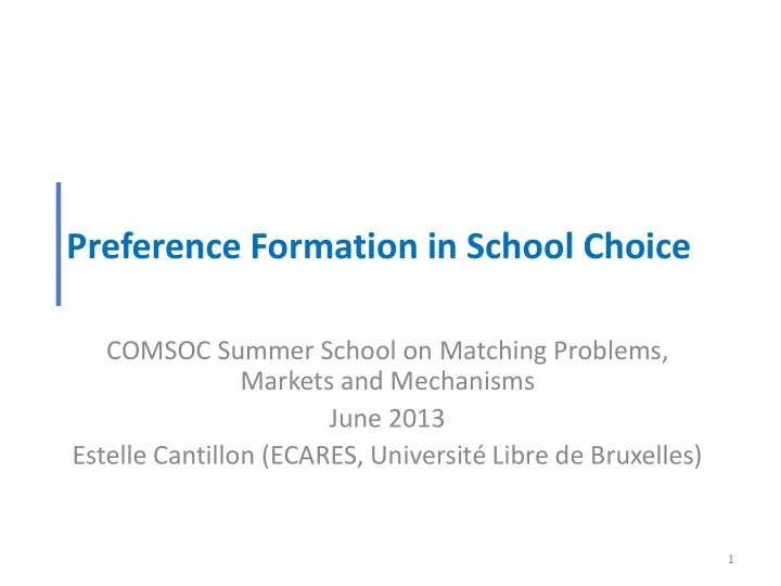 preference formation in school choice