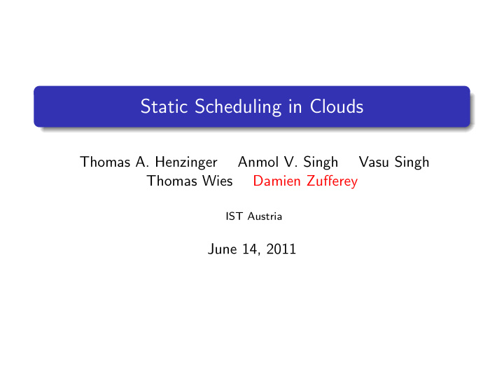 static scheduling in clouds
