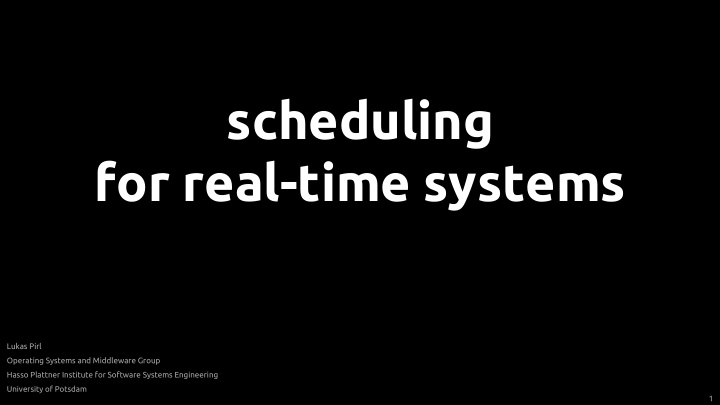 scheduling for real time systems