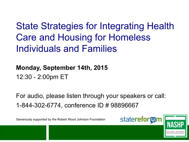 state strategies for integrating health care and housing