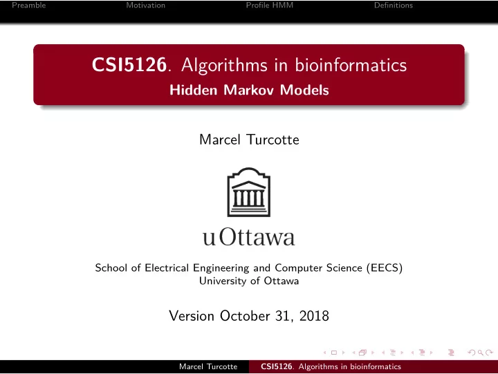 csi5126 algorithms in bioinformatics