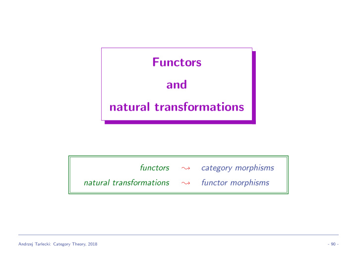 functors and natural transformations