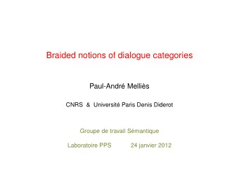 Braided notions of dialogue categories  Paul-Andr Mellis  CNRS &amp; Universit Paris Denis