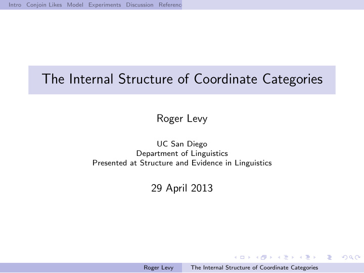 the internal structure of coordinate categories