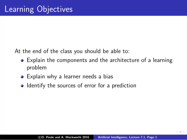 learning objectives