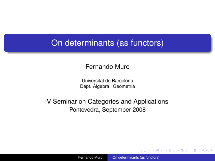 on determinants as functors