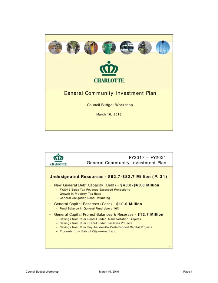 general community investment plan