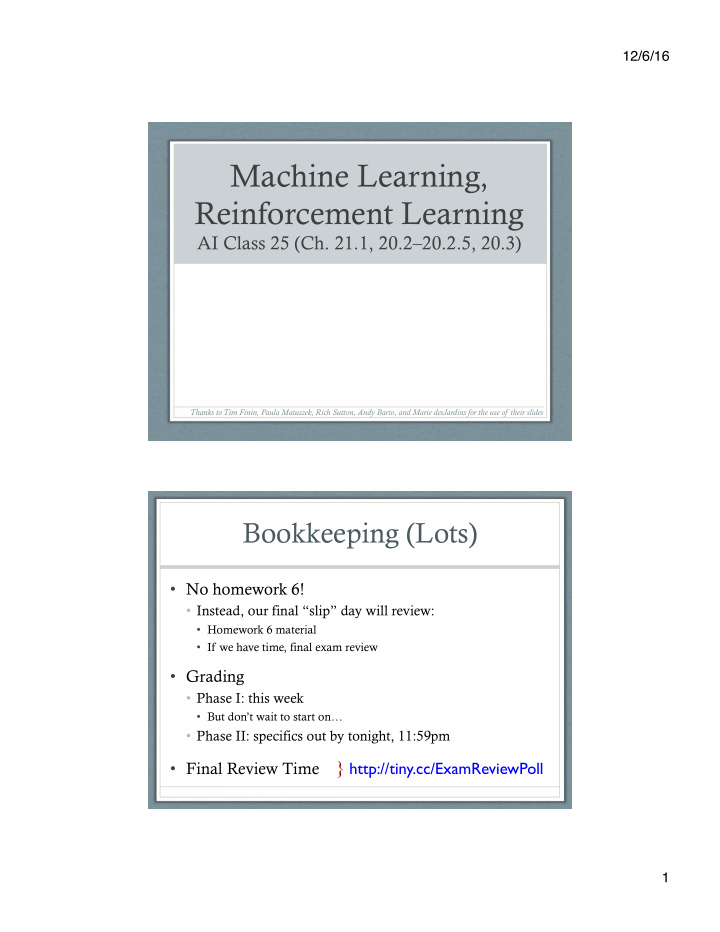 machine learning reinforcement learning ai class 25 ch 21