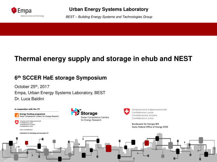 thermal energy supply and storage in ehub and nest