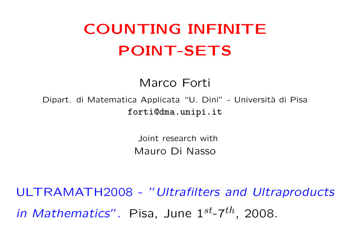 counting infinite point sets