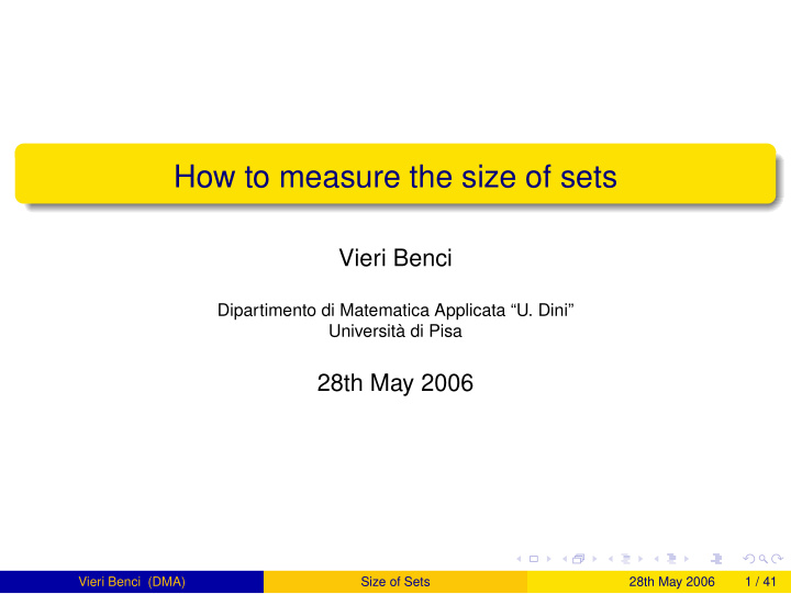 how to measure the size of sets