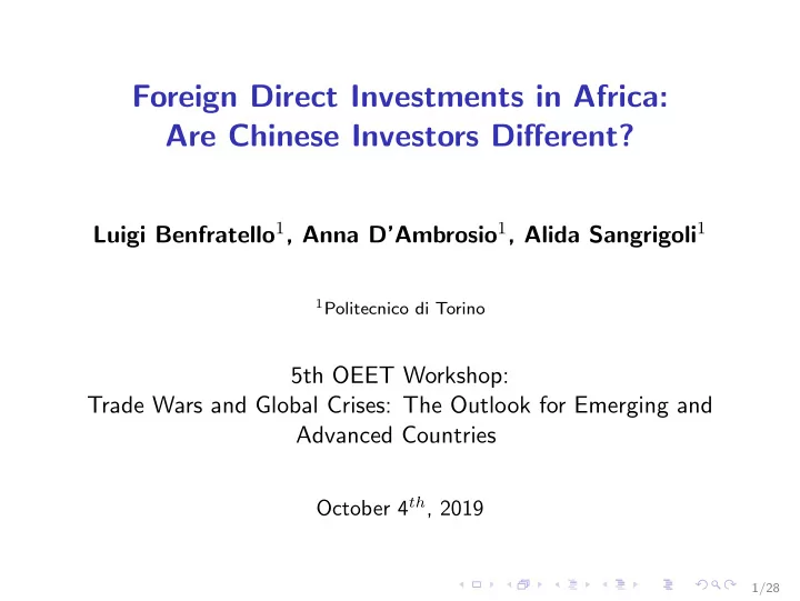 foreign direct investments in africa are chinese