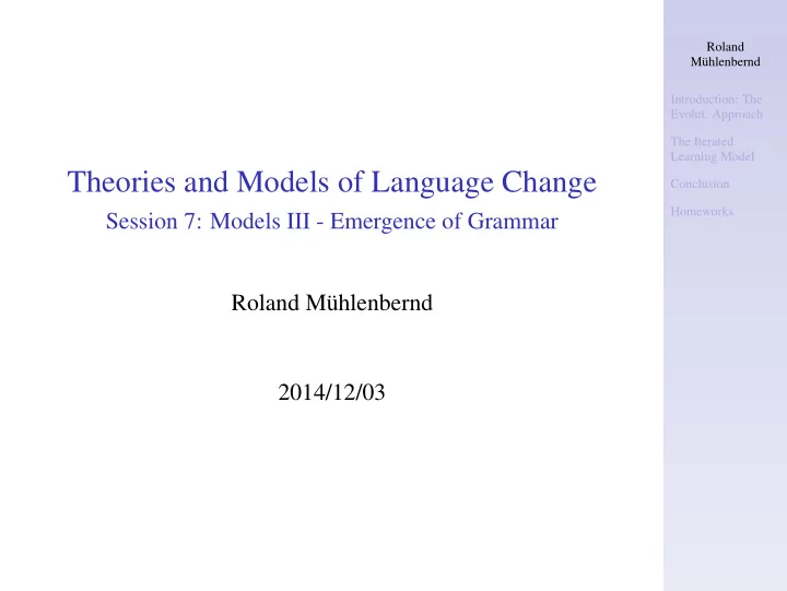 theories and models of language change