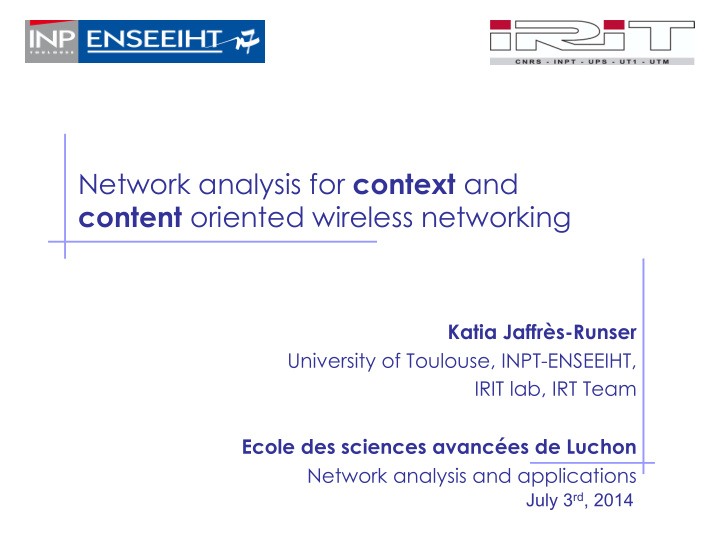 network analysis for context and content oriented