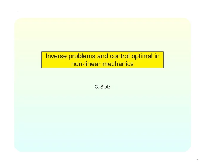 inverse problems and control optimal in non linear